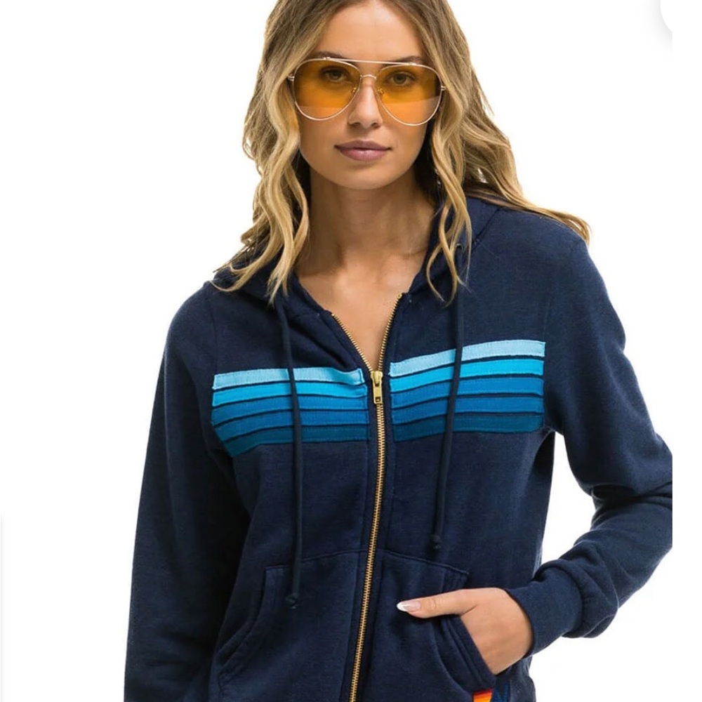 Aviator Nation Blue Long Sleeve Hoodie